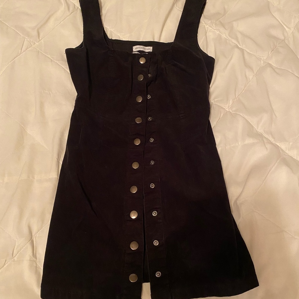 Urban outfitters black corduroy button up mini dress